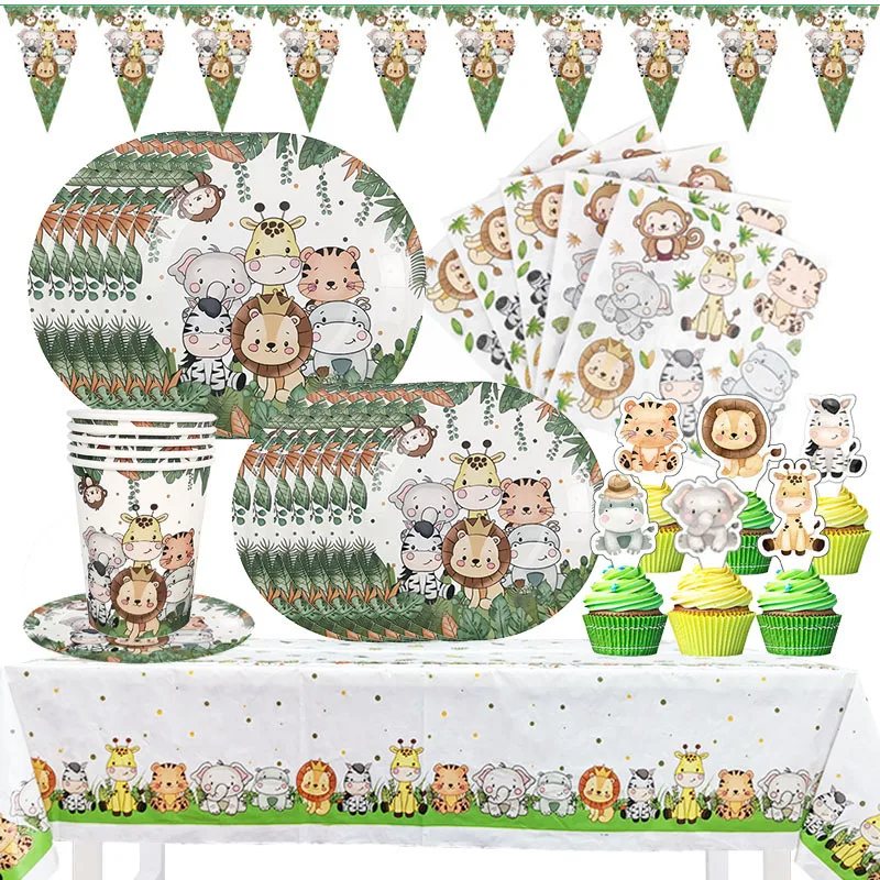 

Kids 1 2 3 4 Years Birthday Party Decorations Party Tableware Jungle Animal Safari Birthday Party Forest Decoration Baby Shower