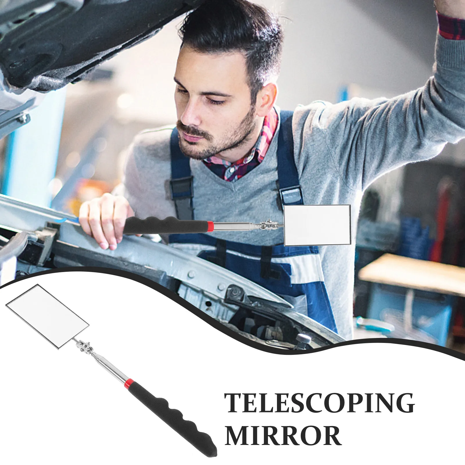 

82mm Inspection Mirror Telescopic Extendable Mechanic Mirror for Automotive Repair High Definition Viewing Angle Adjustable