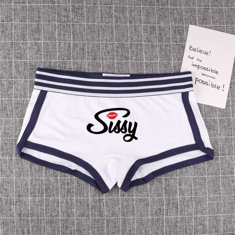 Sexy Lips SISSY Underwear for Women Funny Female Boxer Shorts Cotton Boy Shorts Cute Girl Panties Breathable Womens Intimates