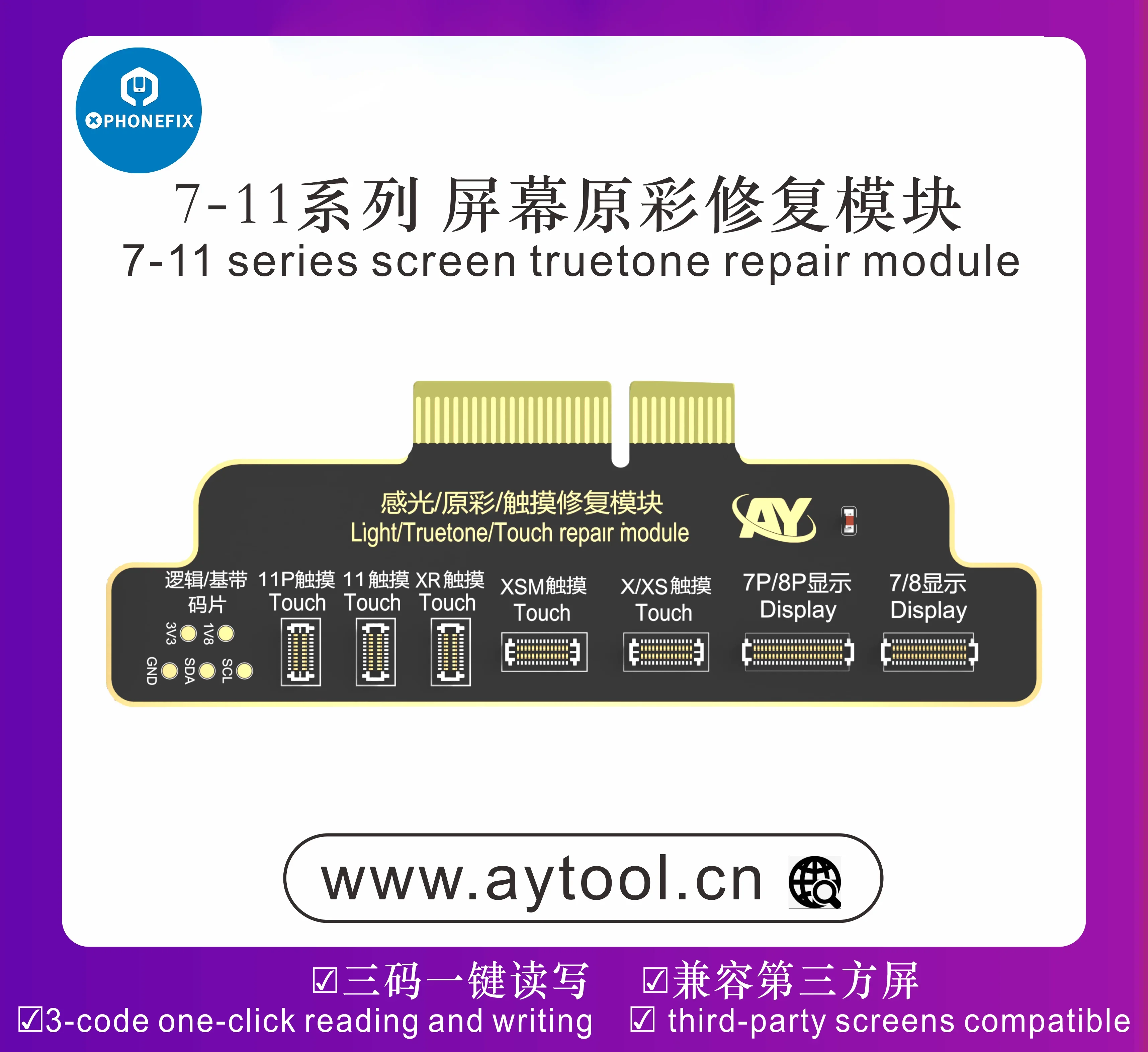 AY A108 True Tone Modul Wiederherstellung Programmierer Für iPhone 7-11 12 13 14 Pro Max Lesen Schreiben Bildschirm original Farbe Reparatur Werkzeuge