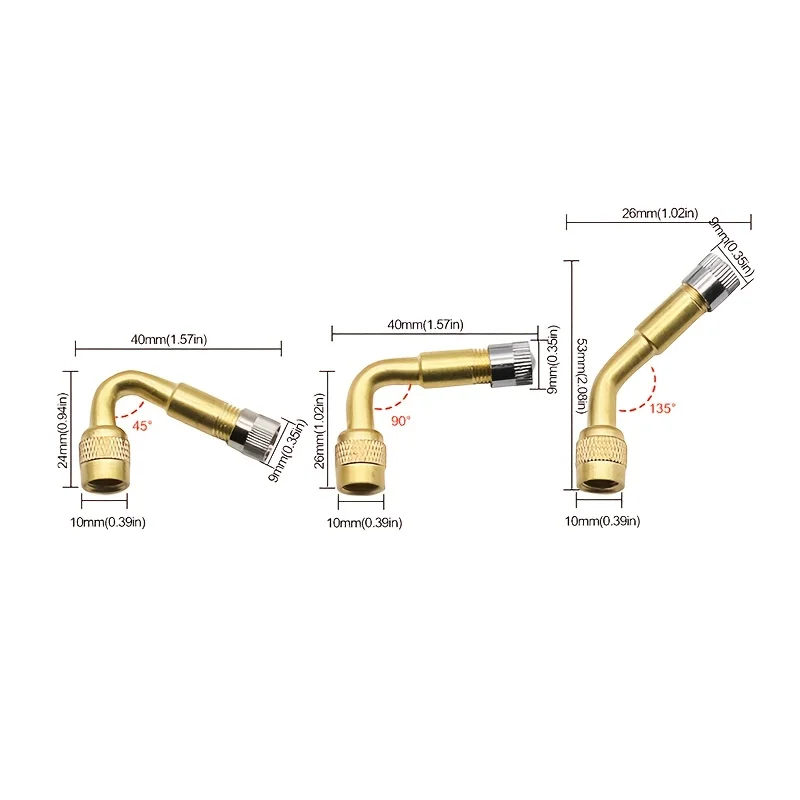 3 قطعة قافلة قضيب صمام الإطارات موسع الجبهة الخلفية الإطارات التضخم تمديد قضبان 45 ° /90 ° /135 °   زوايا للدراجات النارية RV