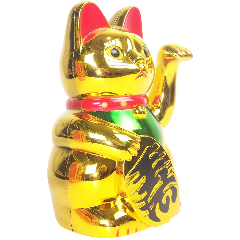 

Golden Electric Waving Cat 5 Inch Wealth Statue Home Office Car Decor Fashionable Design Gift Ornament