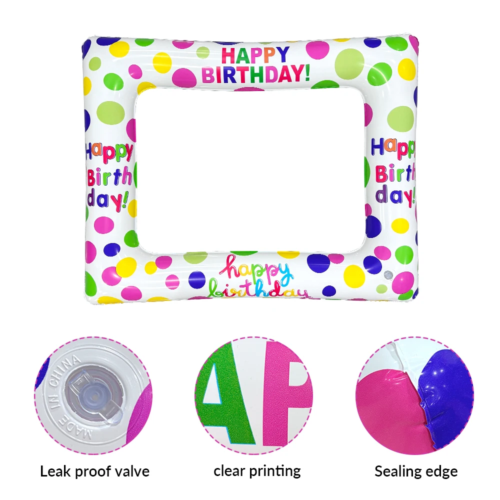1 Stück aufblasbarer Geburtstags-Fotorahmen aus PVC-Material, kreatives Handfotografie-Requisit, Partydekoration, Geburtstagsgeschenk – Detail 4