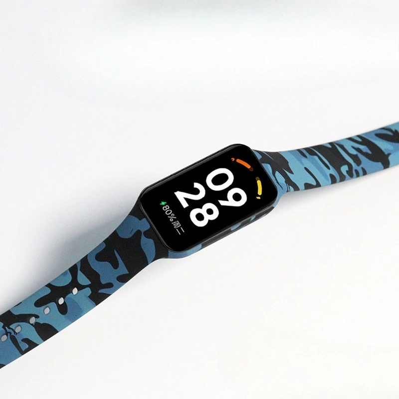 بدلة حزام ساعة سيليكون مطبوعة ملونة لساعة Redmi Watch Band2 سوار معصم من السيليكون المطبوع