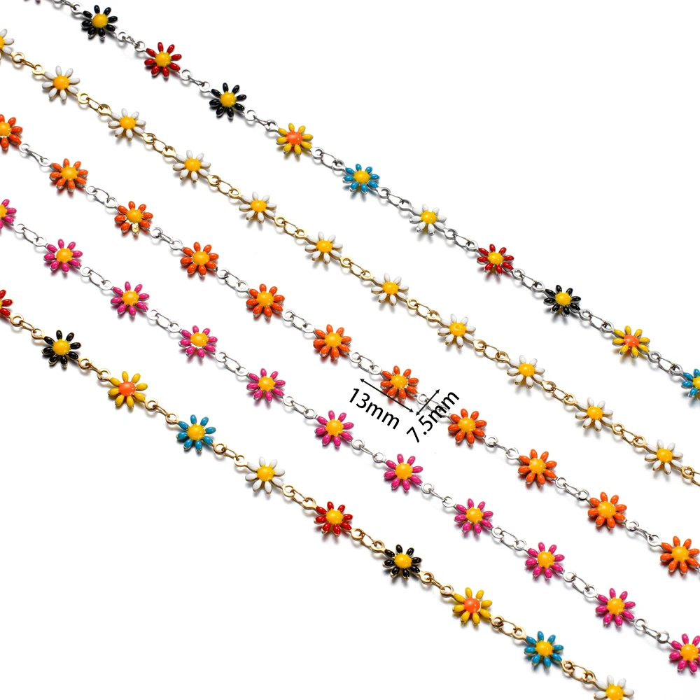 1Meter/Pack Multicolor Stainless Steel Daisy Charms Chains for Handmade DIY Necklace Bracelets Jewelry Making Accessories