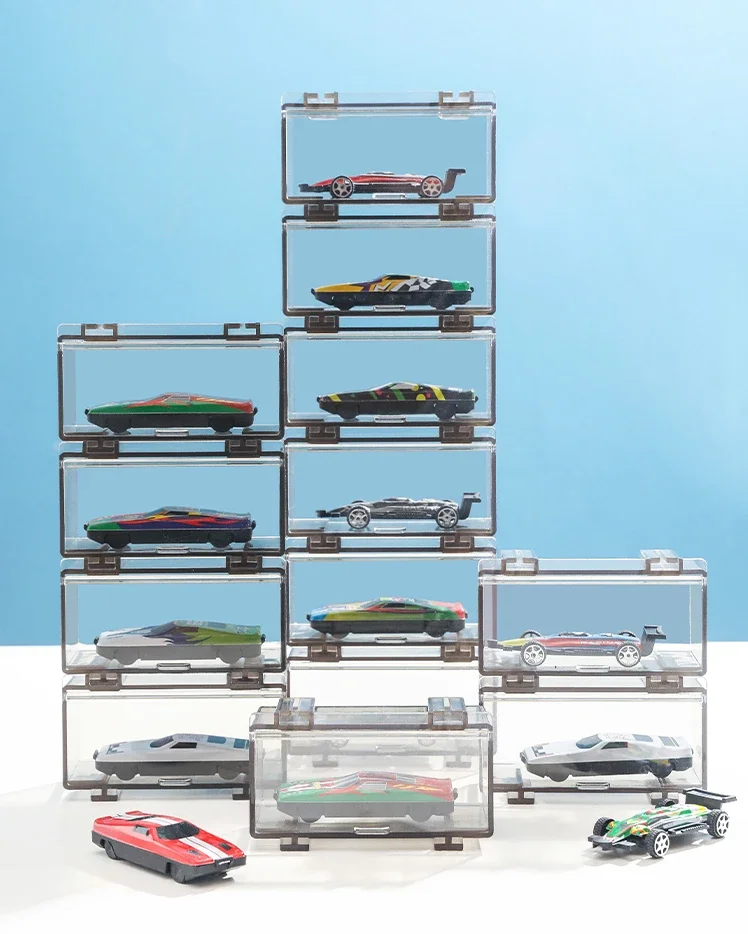 Acrylic Storage Box for Car Toys Hot Wheels Transparent Dustproof 1/64 Carro Model Collection Display Combinable Shell Boys Gift