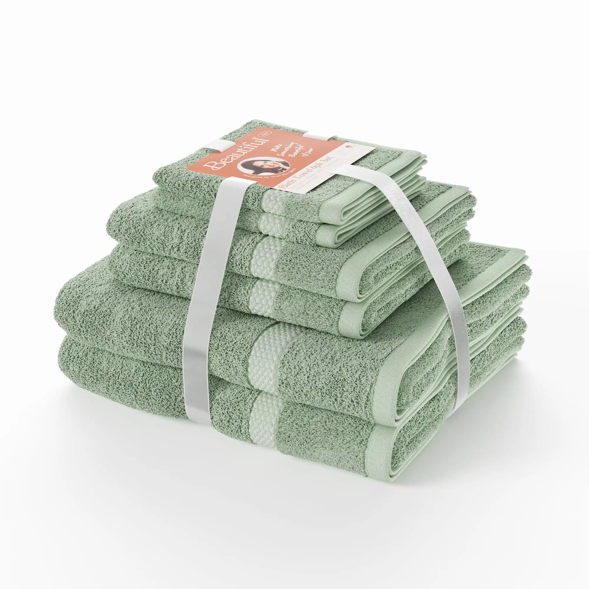 

Dobby 6pk Towel Set, Contains 2 Bath, 2 Hand, 2 Wash - Sage Green by Drew Barrymore Towels are durable for daily use