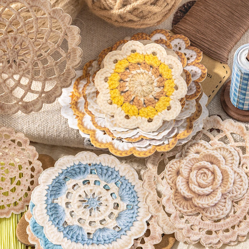 

2Pcs Girl Hollow Material Paper Flower Weaving Qingmeng Series Crochet Texture Hand Account Material Diy Decor Material Paper