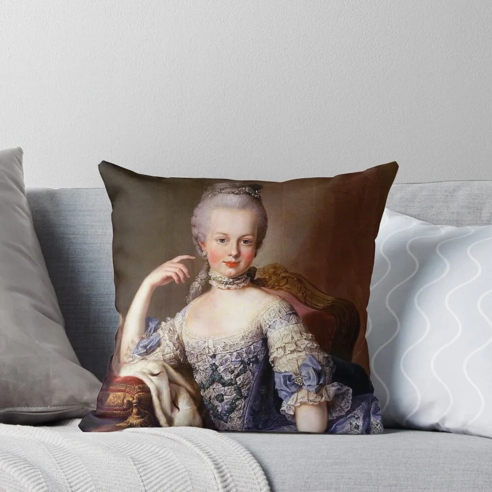 Portrait of Marie Antoinette - Martin van Meytens Throw Pillow Embroidered Cushion Cover Decorative Cover For Living Room pillow