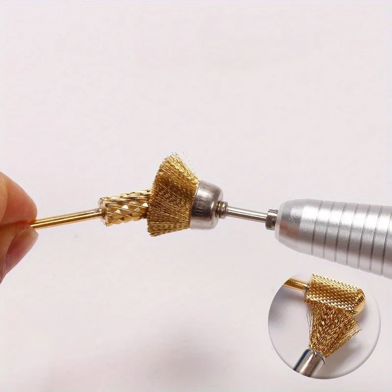 2Pcs Brass Wire Brush Rotary Tool Bits Mini Metal Polishing Cleaning Brushes Accessories for Dremel Style Rotary Grinder Rust