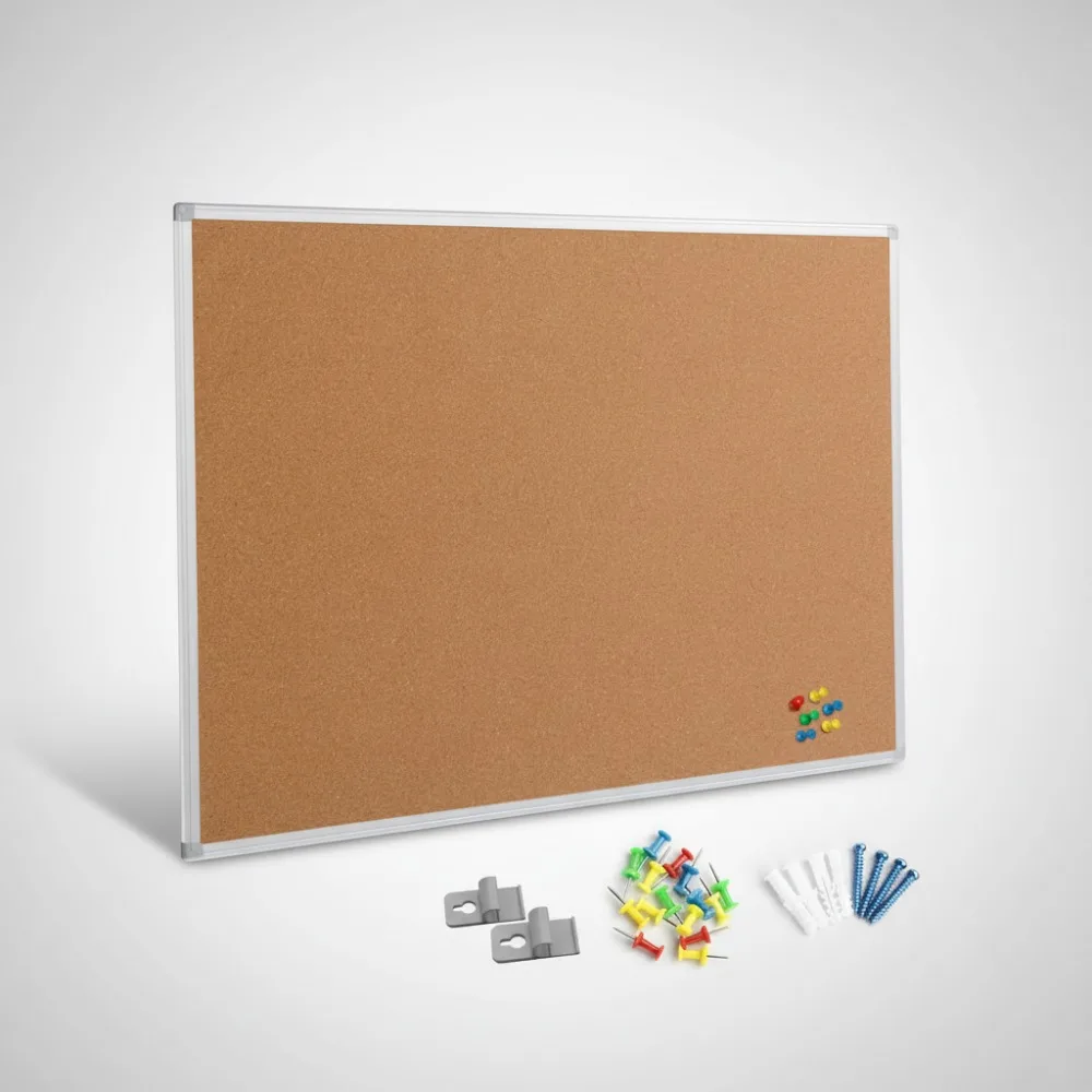

Large 36x48 Silver Aluminum Framed Cork Bulletin Board Wall Mounted Office Home School Notice Pin Board