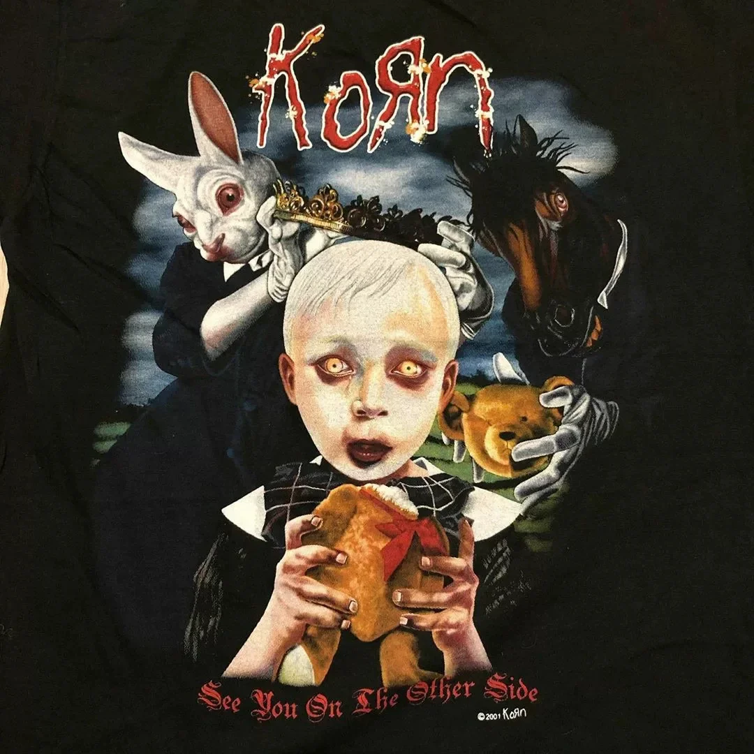 Korn See You on The Other Side Album Creepy Boy Bear Graphic T-Shirt Cotton Men Women Streetwear Tee