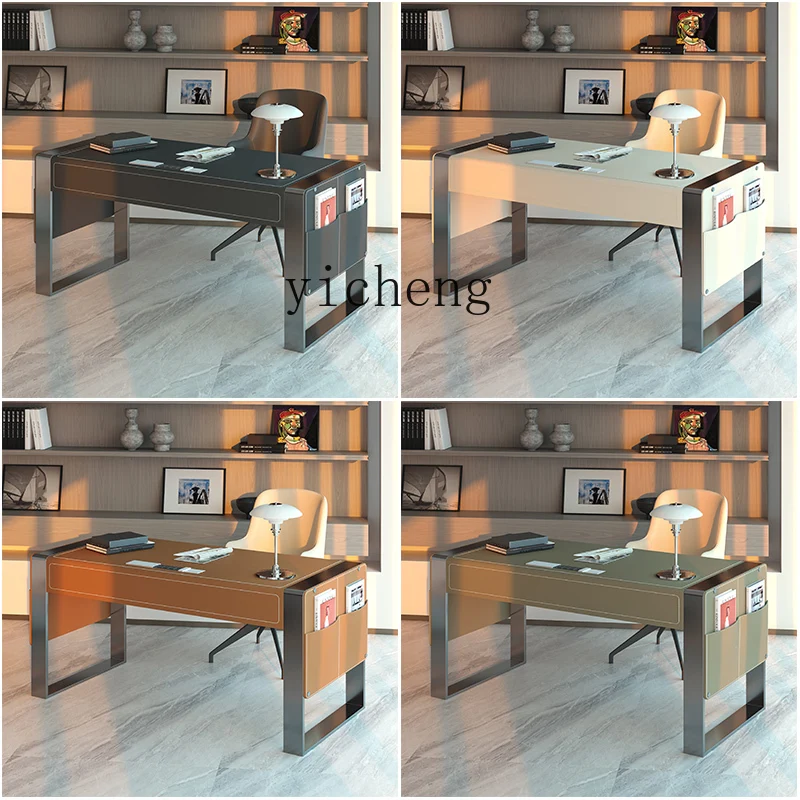 

TQH minimalist light luxury saddle leather desk home high-end workbench bedroom study office computer desk