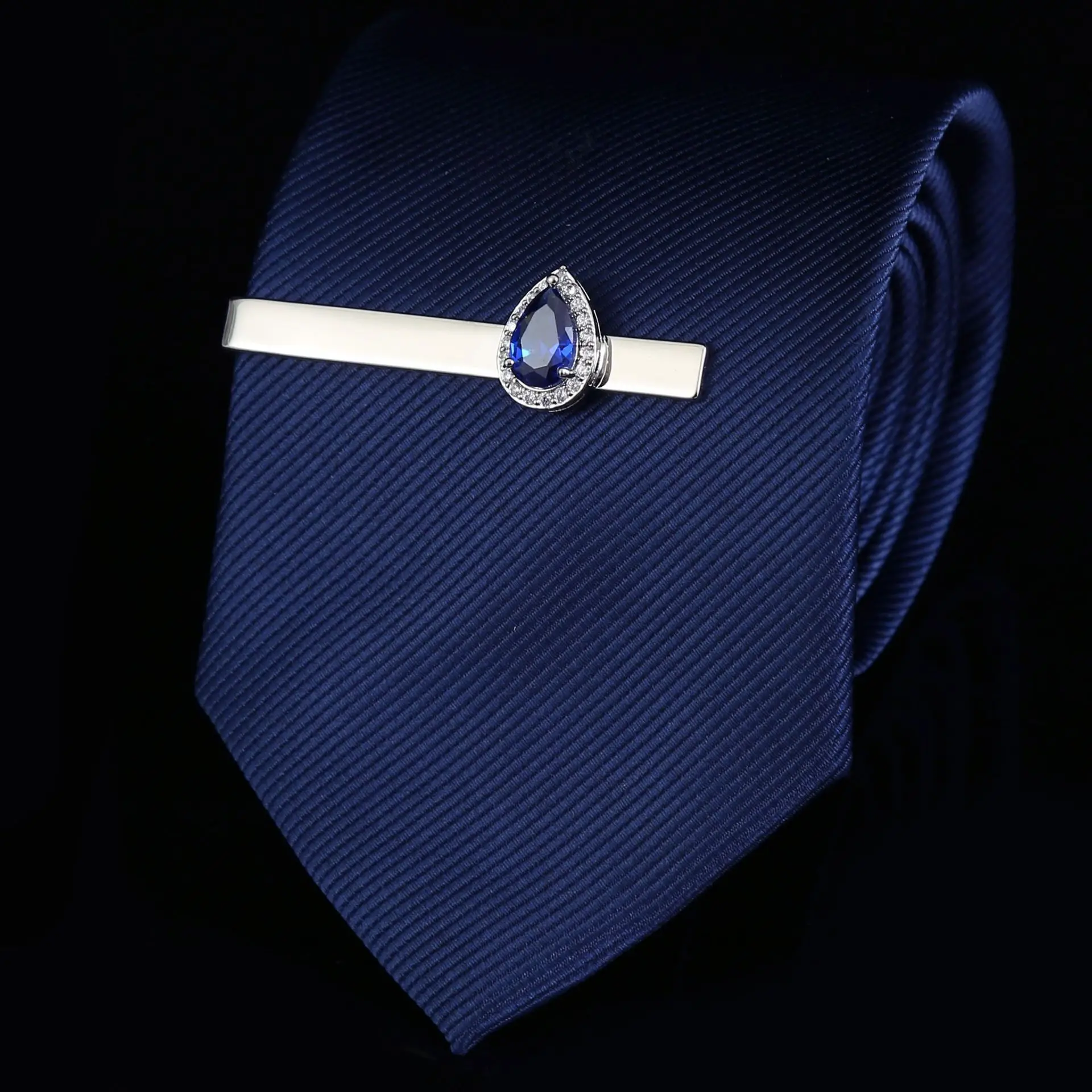 High-grade men's boutique light luxury water drop zircon tie clip Fashion temperament formal dress star tie accessories