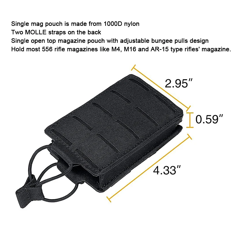 Open-Top Magazine Pouch for Rifle Magazines,Magazine Pouch, Tactical, 556mm, M4, M14, M16, AR-15, 5.56mm