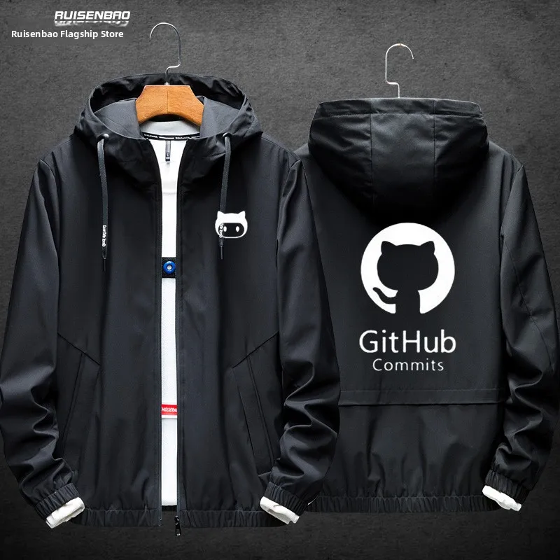 

Geek Couple Jaet Proamming Hoodie Polyester Fabric Zipper Closure Long Sve Loose Fit Youthful Trendy Windproof Outerwear