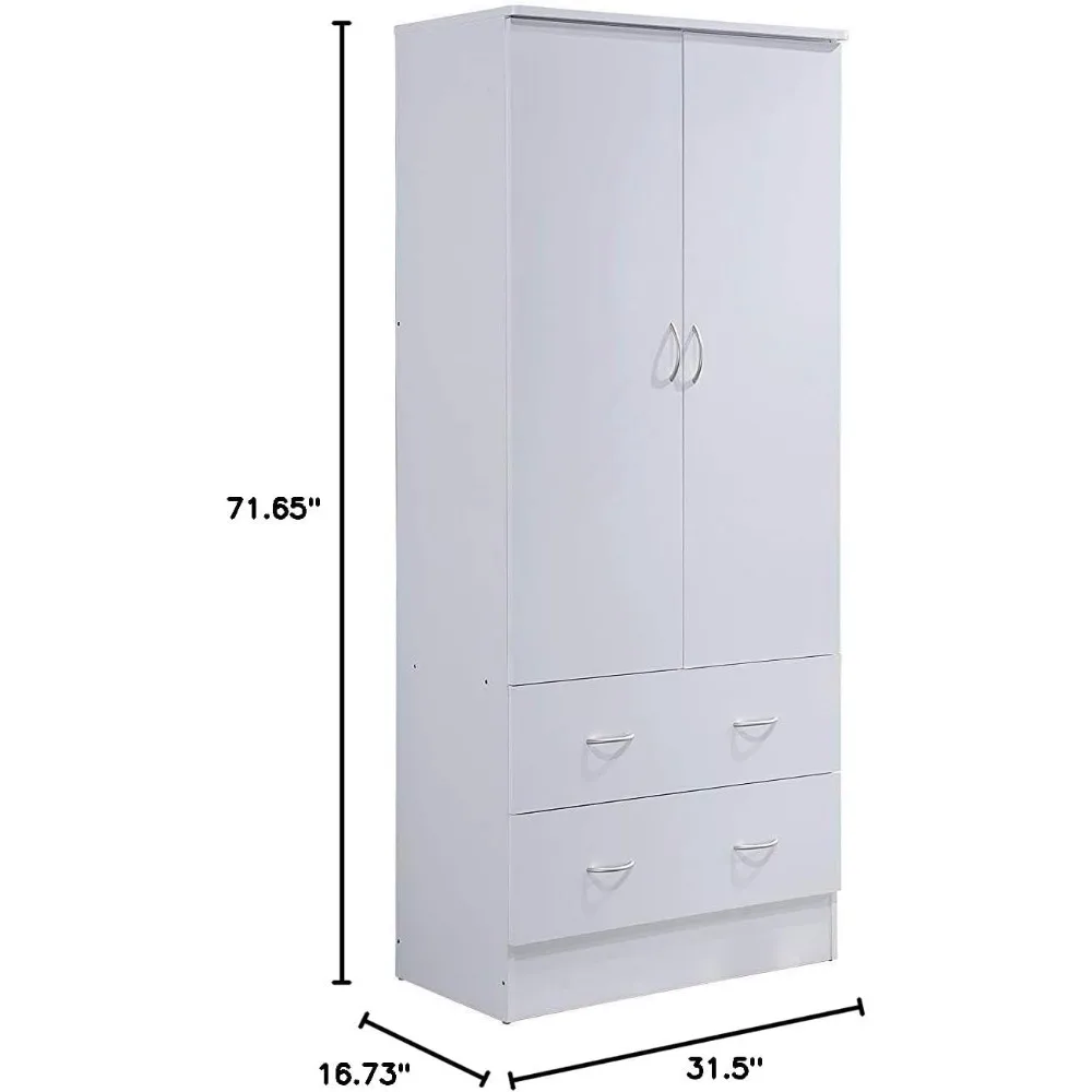 wardrobe Using high-quality materials, the white surface is waterproof and scratch resistant Suitable for bedrooms and offices