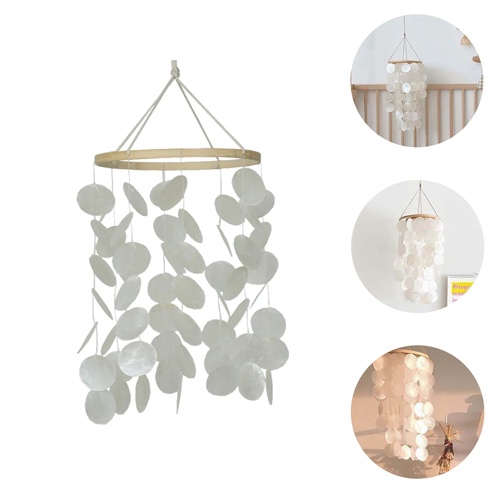 

Wall Hanging Decor Shell Wind Chime Bamboo Ring Outdoor Easy Durable Practical Photographic Prop Sea