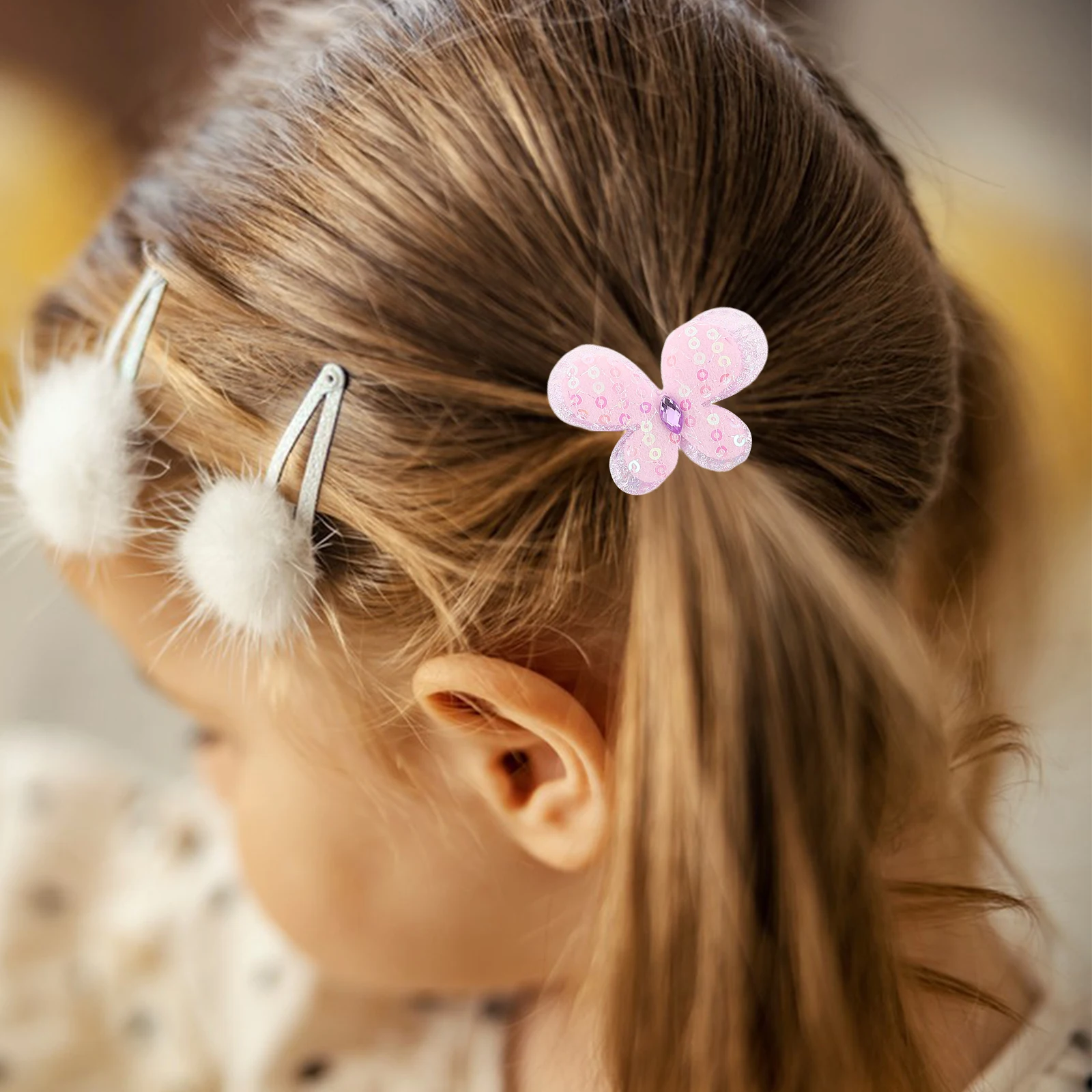 

6Pcs Kids Butterfly Hair Ties Sequin Elastic Hairbands for Girls Baby Toddlers Daily Festival Accessories