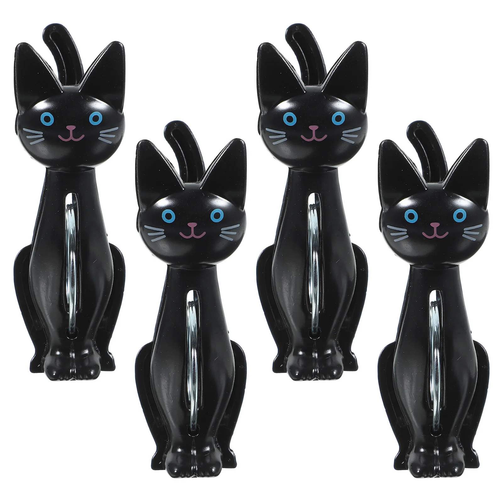 

4Pcs Windproof Clothes Clips Black Cat Design High Elasticity Towel Clamps for Hanging Swimsuits Blankets Drying Needs