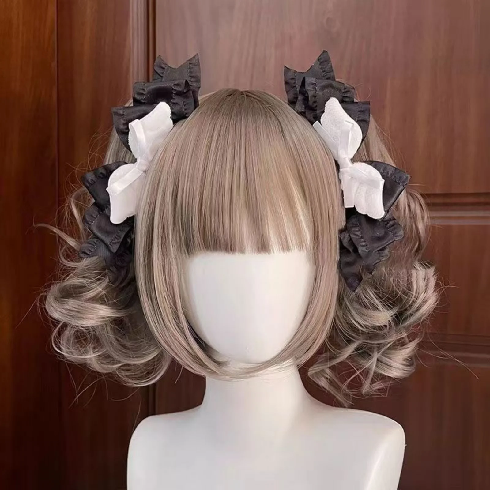 

2 шт. женских заколок для волос в стиле Sweet Lolita с двойным атласным бантом, милые модные аксессуары для волос для повседневной носки и вечеринок