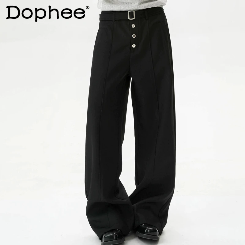 

Men's 2026 Summer New Fashion Pants Single-breasted Solid Color Micro-flared Trousers Straight-leg Pants Trendy Comfort Trousers