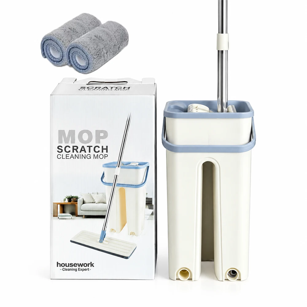Multi-Purpose Wet/Dry Floor Cleaning Mop with Microfiber Pad for Hardwood and Laminate 360° Spin Mop and Bucket Set Wet/Dry