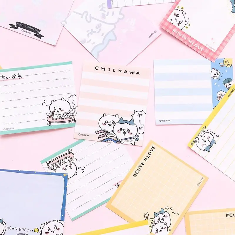 Lovely Kawaii Anime Cute Chiikawa Four Fold Memo Pad Creative Notepad Sticky Notes Cartoon Portable for Writing Small Notebook view 3
