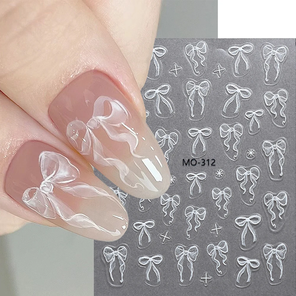 3D Nail Ribbons Stickers Bows Nail Charms Cute Silk Bowknot Decals Y2K Nail Design Siders Kawaii Manicure Accessories GLMO-312