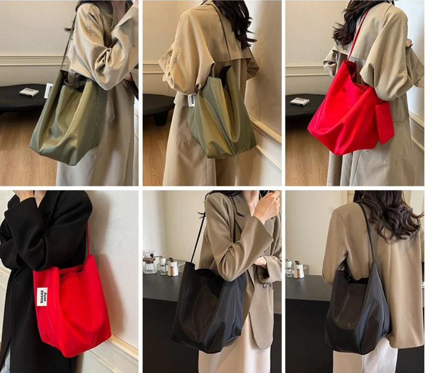 

Soft Nylon Solid Color Product Designer Handbag Large Capacity Commuter Simple Tote Bag Hot Sale Versatile Fashion Shoulder Bag