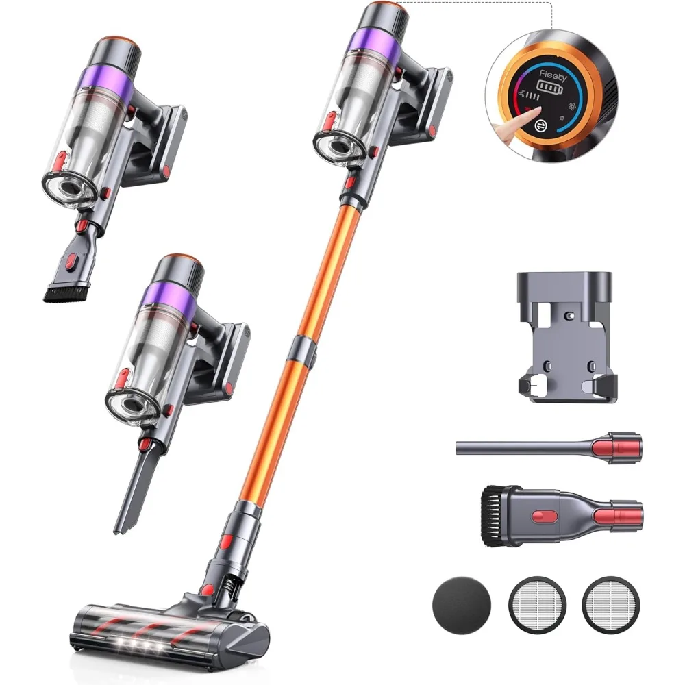 

Cordless Vacuum Cleaner with Touch Display, Lightweight Handheld Anti-Tangle, for Carpet, Pet Hair and Hardwood Floors