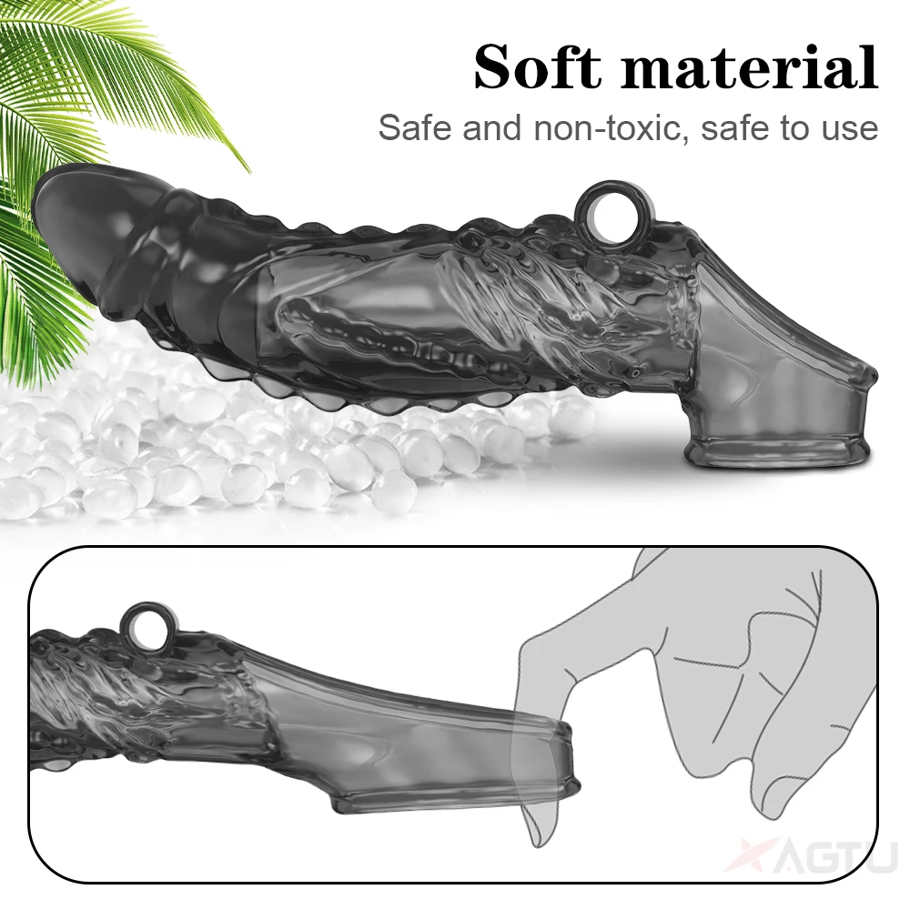 القضيب موسع كم خاتم الديك هزاز قابلة لإعادة الاستخدام القضيب توسيع الجنس لعب للرجال الكبار تأخير القذف هزاز الواقي الذكري #5