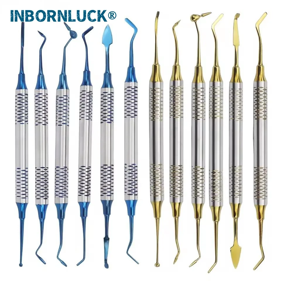 

6-Piece Dental Composite Resin Filling Scraper Double-Headed Titanium-Plated Head Filling Repair Set Dentist Accessories Tools