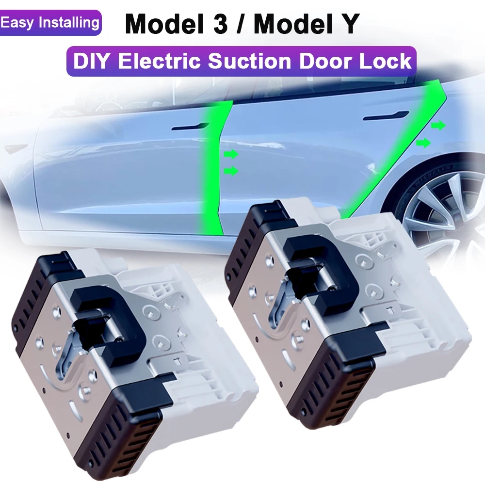 

Newest 4th Smart Electric Suction Door Lock for Tesla Model 3 Y Accessories 2024 Anti Pinch Wireless Soft Close Automatic Lock