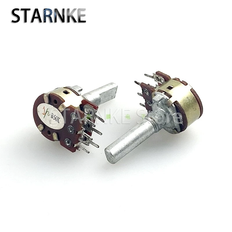 3PCS 16 Type B50K With Step Double Speaker Amplifier Sound Volume High And Low Bass Adjustment Potentiometer 6-Pin D Shaft 25mm