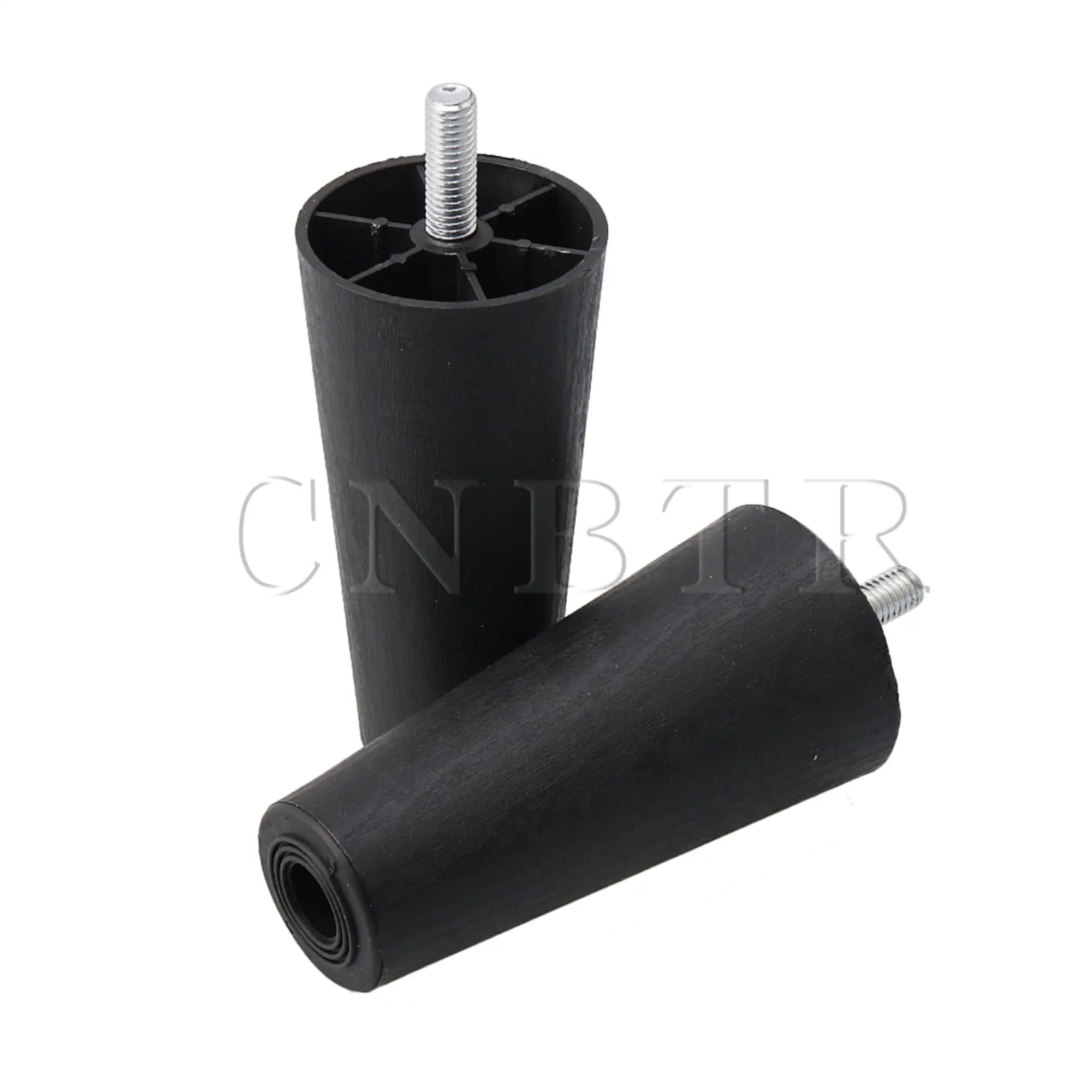 CNBTR 4x Round Tapered Black Plastic Furniture Legs for Sofa 120x60x38mm