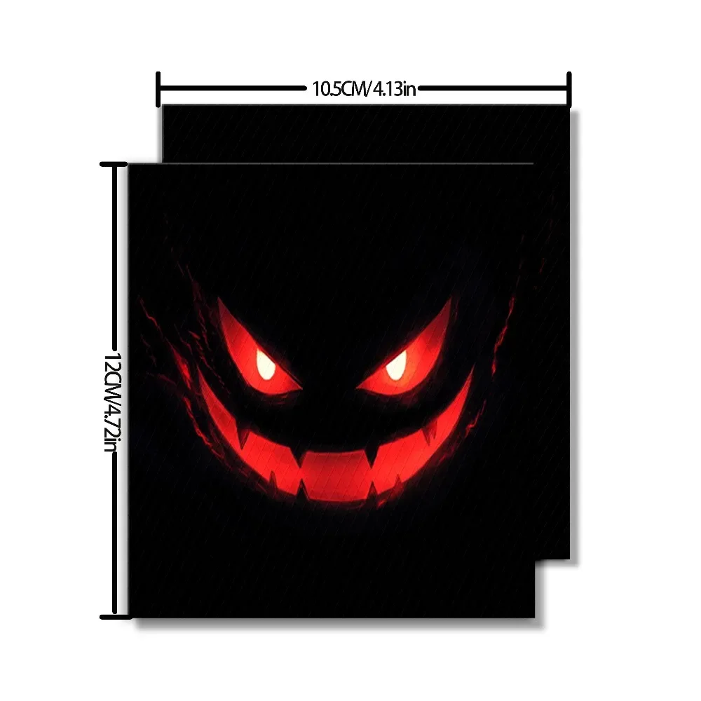 2Pcs 2D Flat Red Demon Face Handlebar Vinyl Sticker, Waterproof Decal for Motorcycle Bike Scooter Decor, Holiday Gift