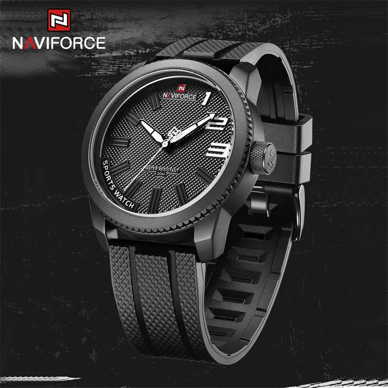 NAVIFORCE Sports Silicone Men\'s Quartz Watch Fashion Business Men Watch Cool Dial Casual Waterproof Men\'s Watch Gifts For Men