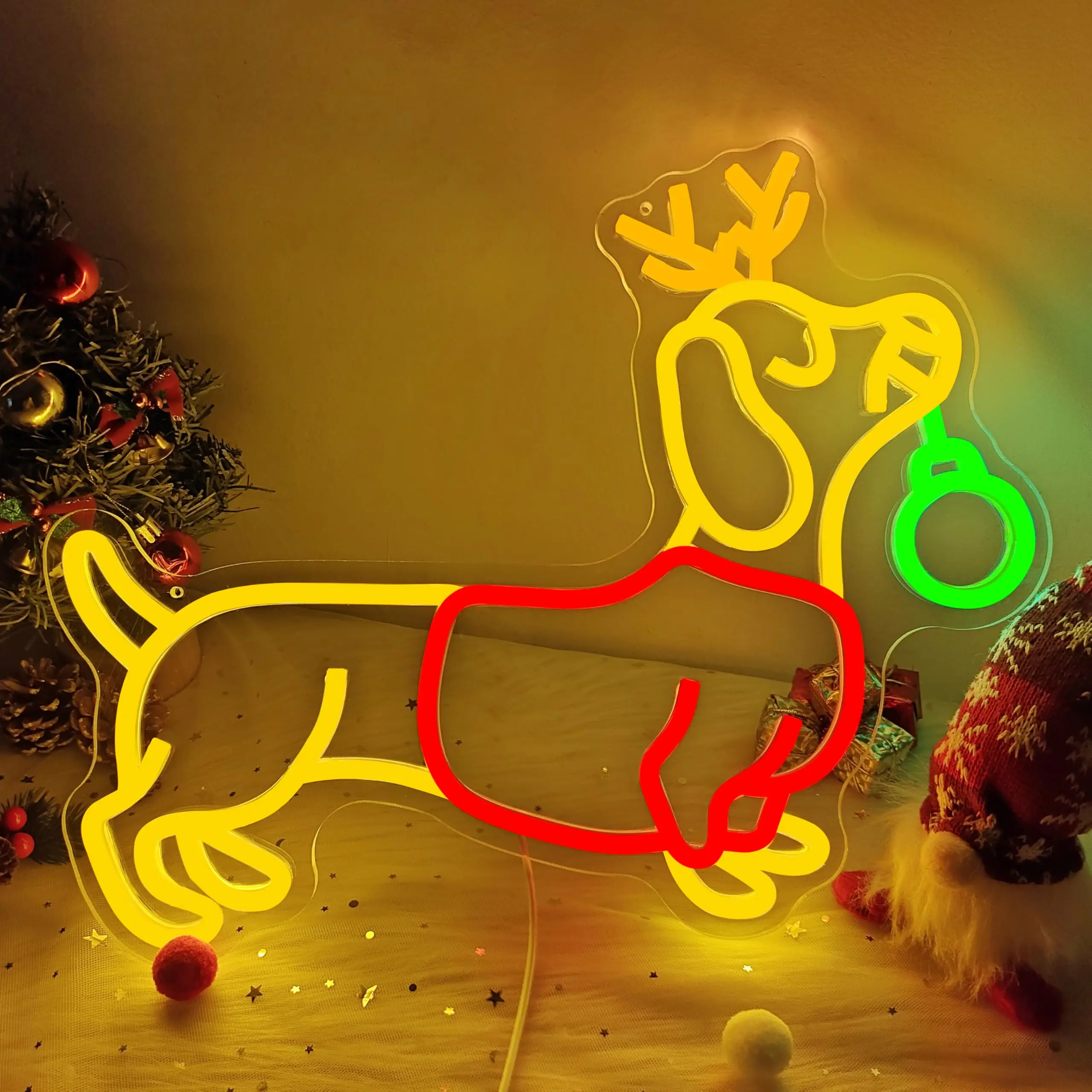Luz de neón de perro salchicha para decoración de pared, dormitorio de Navidad, señal Led regulable para perro, letrero iluminado para decoración del hogar y la habitación