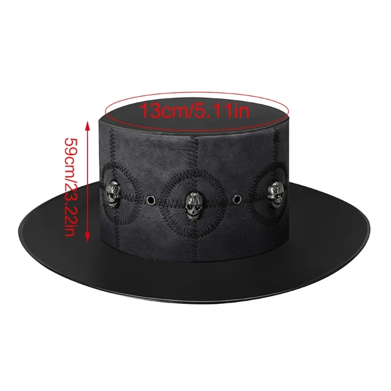 Steampunk Top Hat for Women Halloween Party Costume Cosplays Gothics Accessory Black Hat for Men with Skull Decors