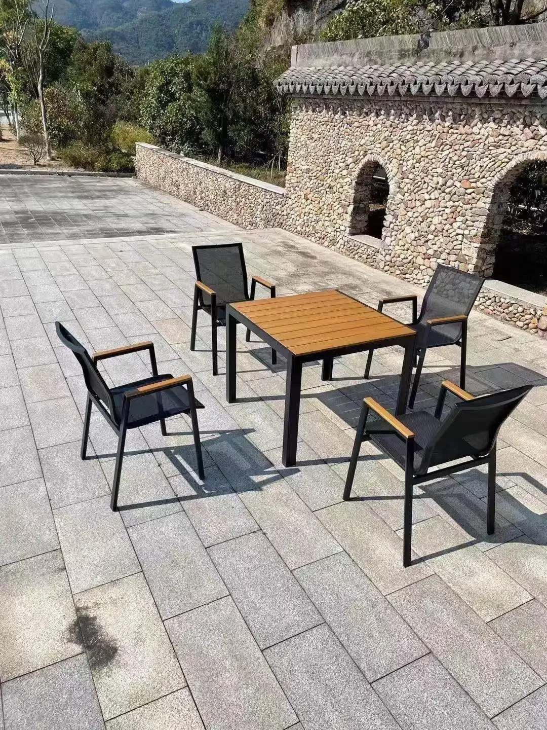 luxury high quality 7 pcs aluminum outdoor garden dinning set garden sets 1 table and 6 chairs KD struciton leisure furniture