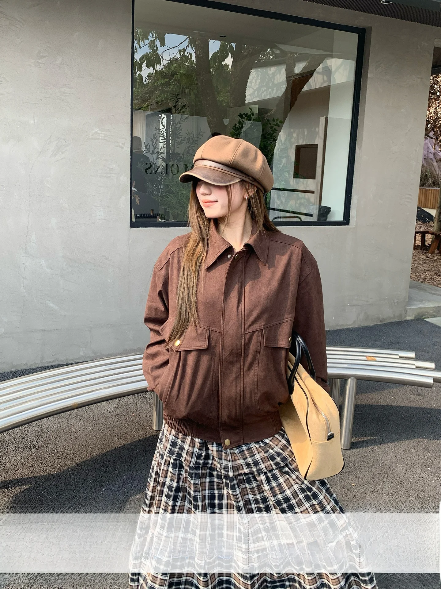 

Женская повседневная верхняя одежда American Sle Suede Jaet, осенний дизайн, свободный крой, универсальная длинная смесь полиэстера на пуговицах