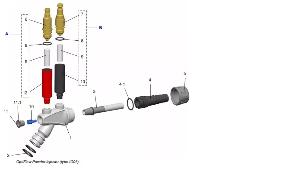 1006485 GEMA IG06 Black And White Powder Coating Parts Injector Insert Sleeve for powder coating