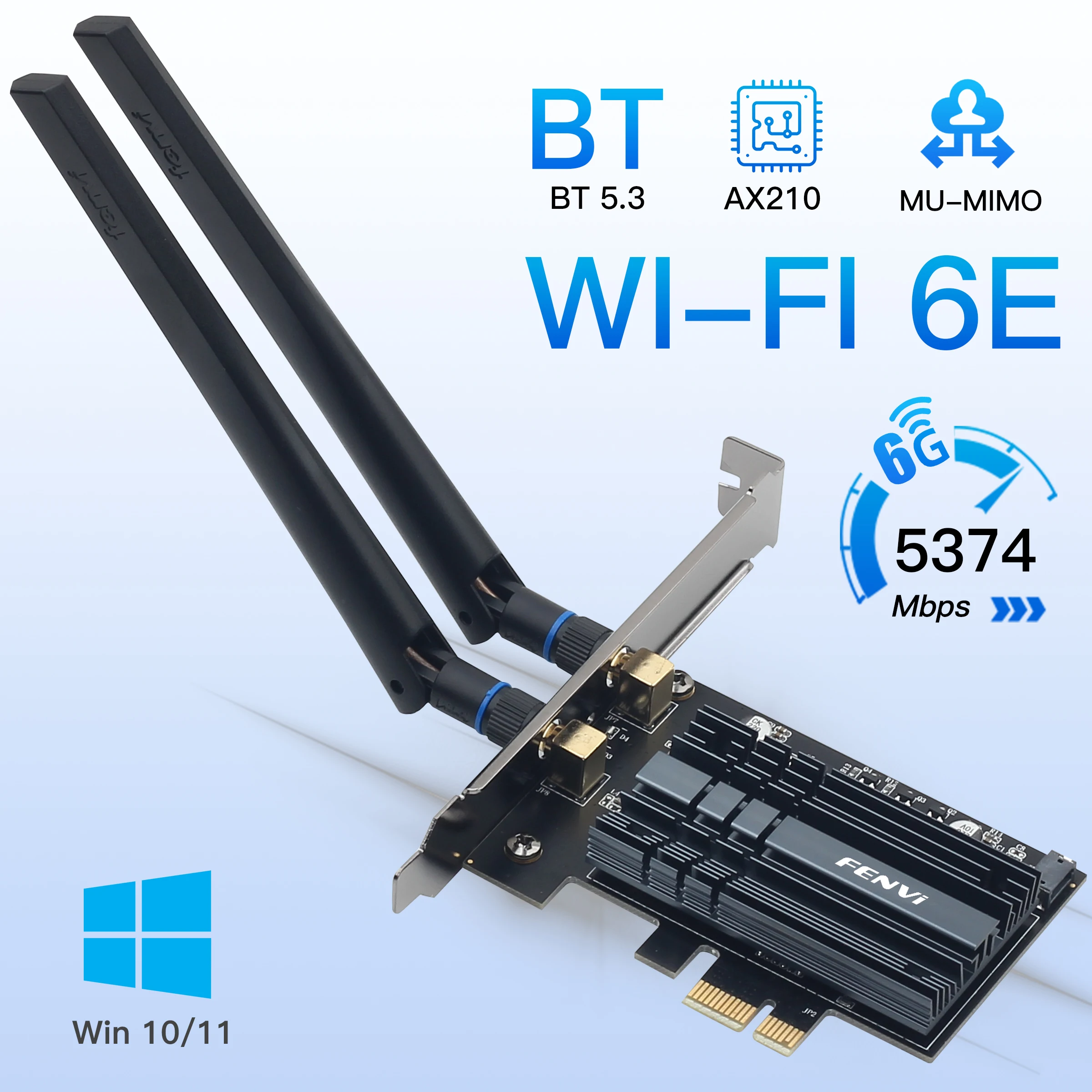 PCIE AX210 PCI-e Wifi 6E Adapter AX210NGW Wireless Wlan Card Bluetooth 5.3 Tri-Band 2.4GHz/5GHz/6GHz MU-MIMO AX200NGW 802.11ax