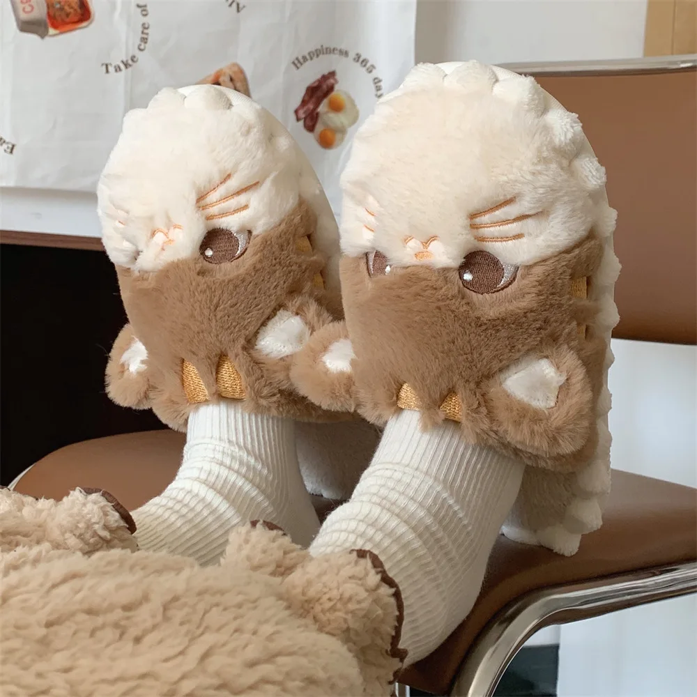 Women Korean-Style Cute Kitty Cotton Slippers Women Home Warm Soft Comfortable Shoes Women Slippers Personalized deodorization