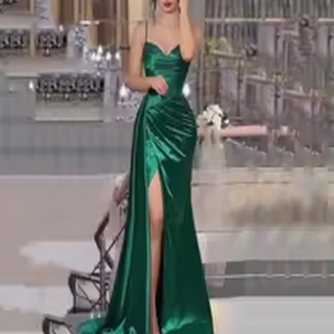 

Русалка на бретельках длиной до пола, вечерние платья с высоким разрезом по бокам, вечернее платье для выпускного вечера по индивидуальному заказу