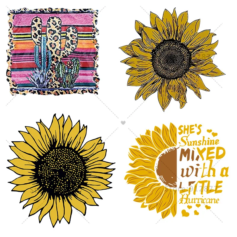 T-Shirt Heat Transfer Cactus Sun Flower Rose Floral Best Friend Iron-on Thermal Transfers for Clothing Screen Print Alternative