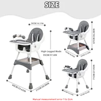 Baby High Chair, Portable Baby Dining Chairs Eat & Play Convertible High Chair with Double-Layer Dinner Plate and Toy Rack 2