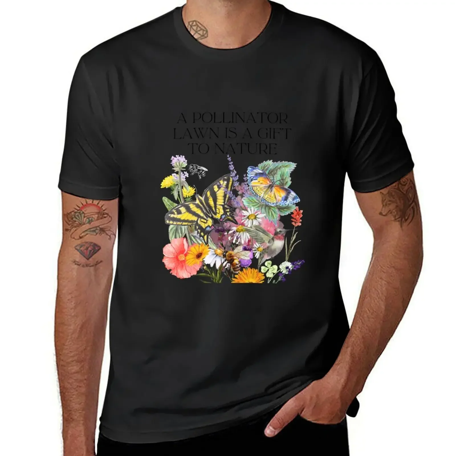 A Pollinator Lawn Is A Gift To Nature Colorful Design T-Shirt graphic t shirt vintage baggy shirts mens t shirts casual stylish