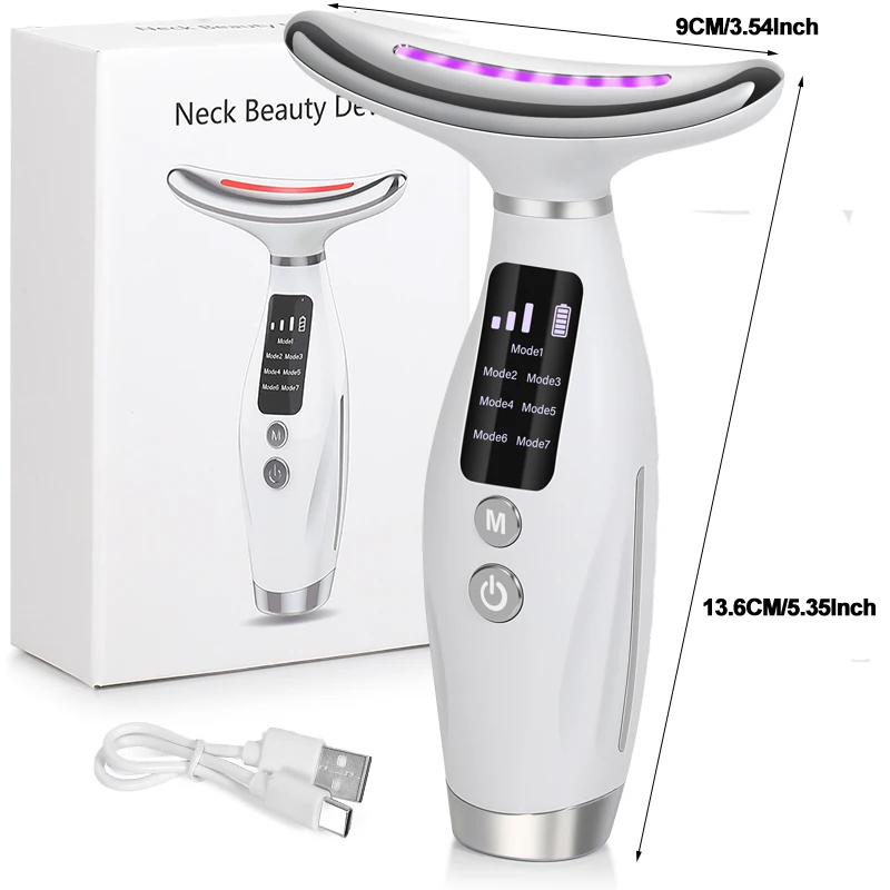 7 ألوان جهاز تجميل الرقبة EMS آلة شد الوجه مزيل الذقن المزدوجة LED المضادة للتجاعيد شد الجلد مدلك الوجه #5